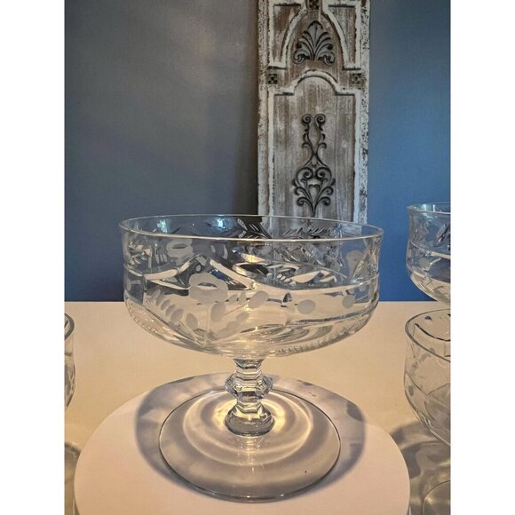 Set of 6 Vintage Crystal Coupe Glasses - Dessert Bowl | ChampagneTowwer - Picture 2 of 10